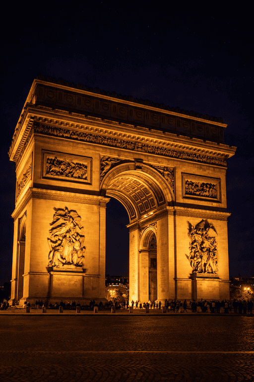 Arc de Triomphe illuminated at night